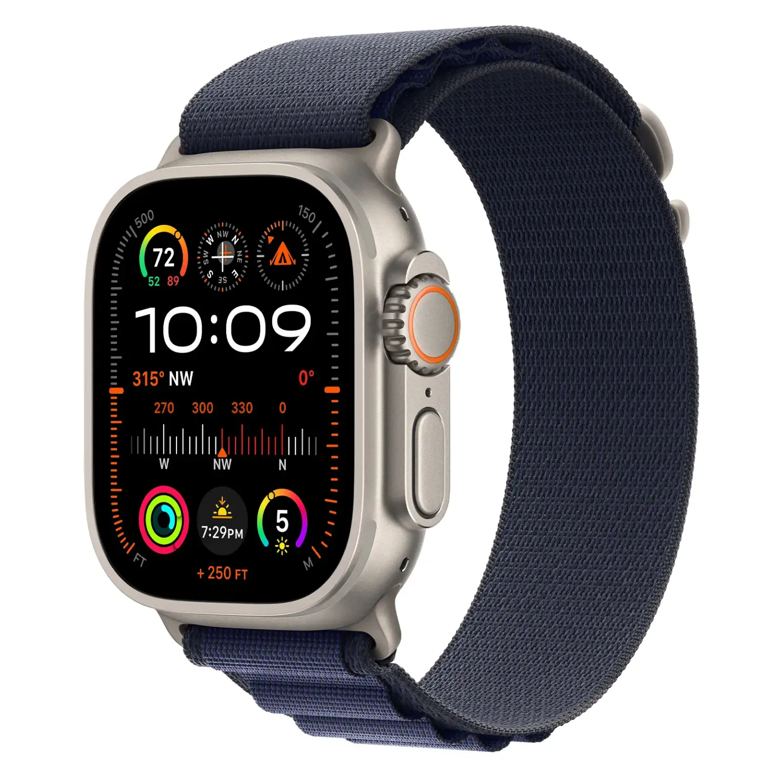 Apple Watch Ultra 2, 49 мм, корпус из натурального титана, Темно-синий ремешок, Alpine Loop №1
