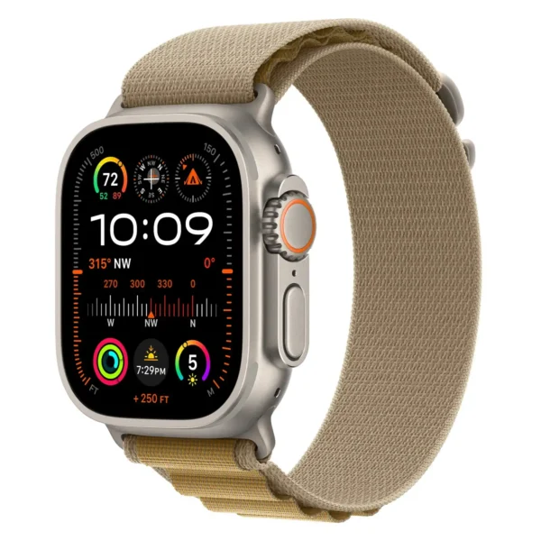 Apple Watch Ultra 2, 49 мм, корпус из натурального титана, Коричневый ремешок, Alpine Loop №1
