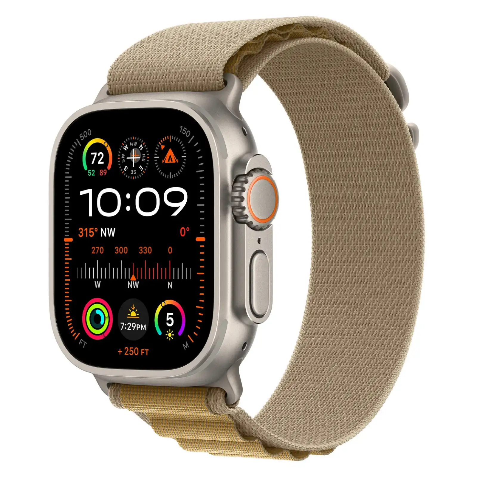 Apple Watch Ultra 2, 49 мм, корпус из натурального титана, Коричневый ремешок, Alpine Loop №1