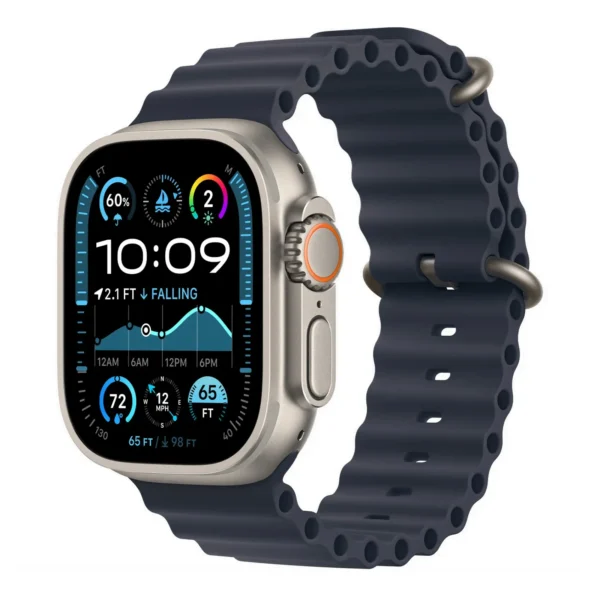 Apple Watch Ultra 2, 49 мм, корпус из натурального титана, Темно-синий ремешок, Ocean Band №1