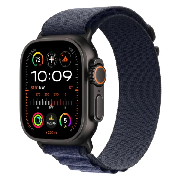 Apple Watch Ultra 2, 49 мм, корпус из черного титана, Темно-синий ремешок, Alpine Loop