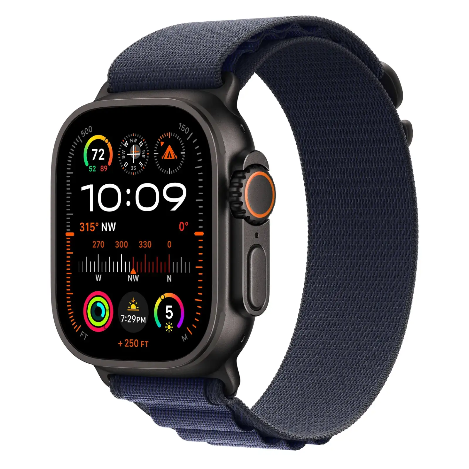 Apple Watch Ultra 2, 49 мм, корпус из черного титана, Темно-синий ремешок, Alpine Loop №1