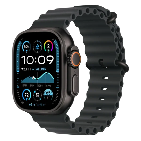 Apple Watch Ultra 2, 49 мм, корпус из черного титана, Черный ремешок, Ocean Band